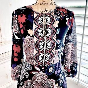 Donna Morgan Dress A-line floral tapestry dress SZ 8